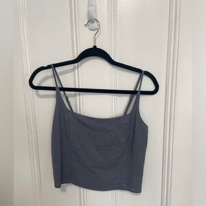 Soft Blue Linen Square Cami Crop-Top from Abercrombie & Fitch